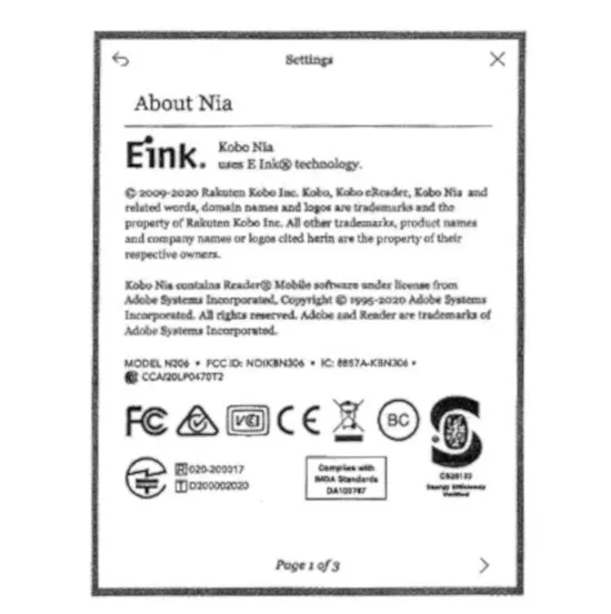 Certificación en la FCC del KOBO NIA